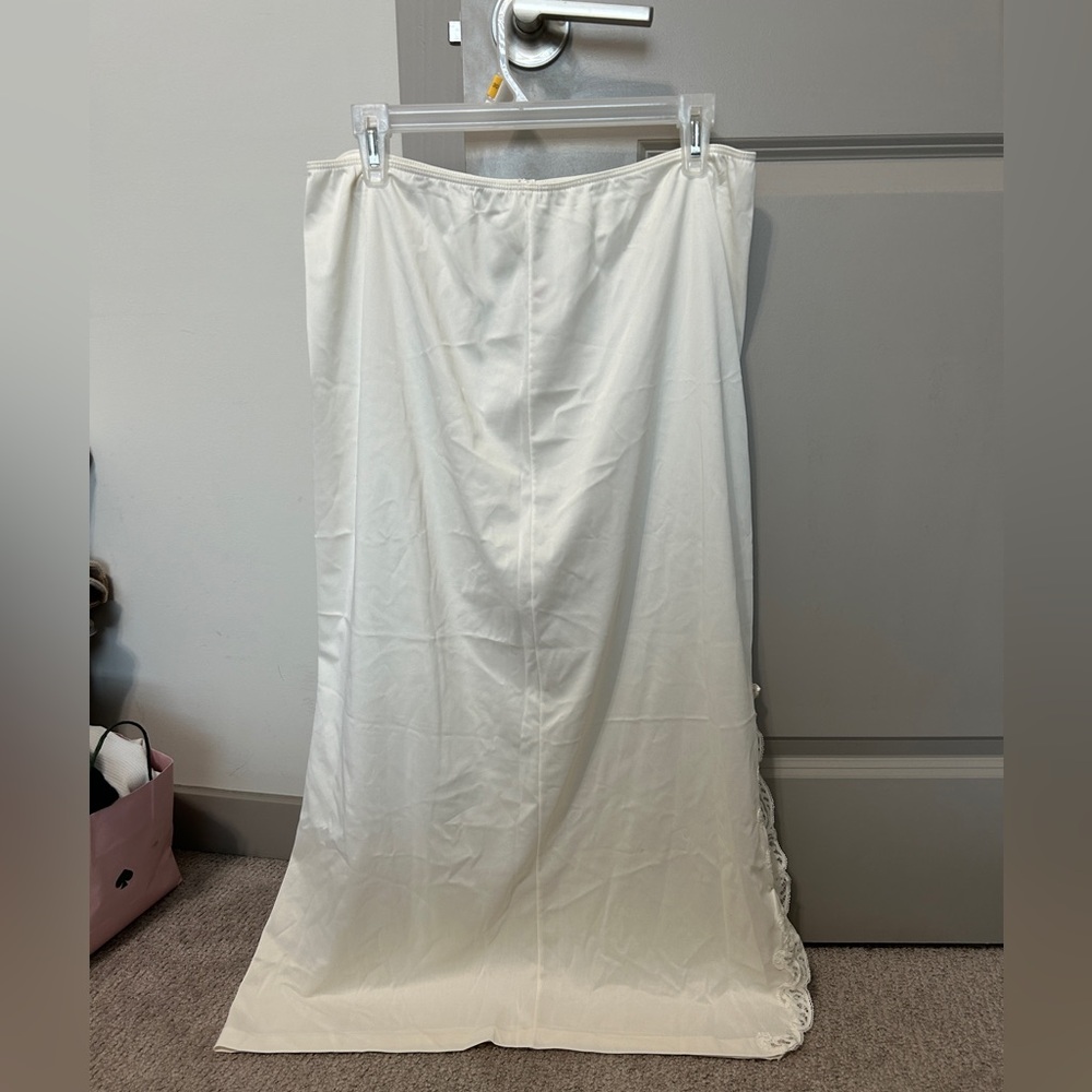 Sears White Maxi Slip Skirt with Lace Trim